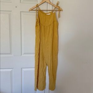 Yellow Sleeveless Linen Jumpsuit